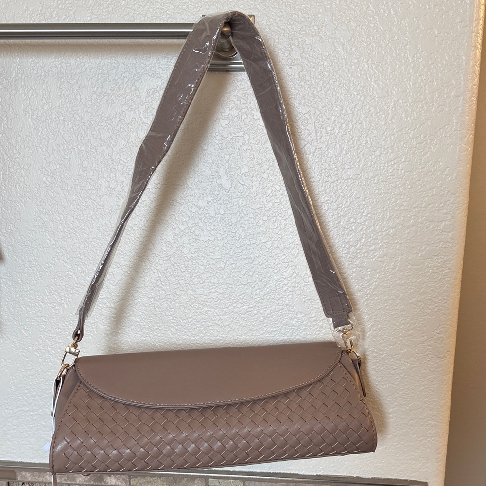 NWT Taupe Woven Shoulder Bag